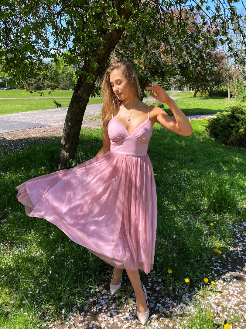 Cindrella pink - unusual tulle midi dress with corset - Kulunove image 4