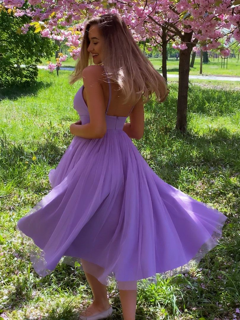 Cindrella heather - tulle midi dress on wide circle in heather color - Kulunove image 3