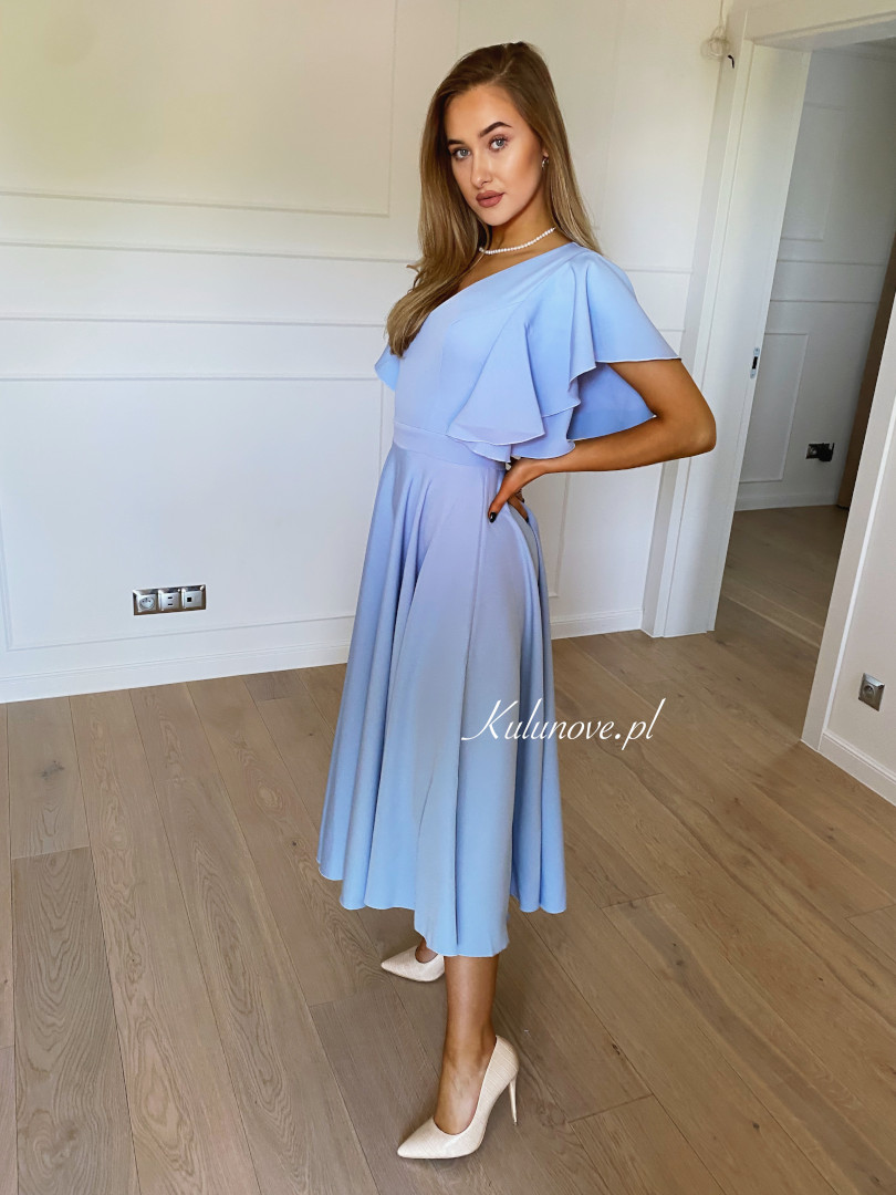 Isabella - blue midi dress on wide circle - Kulunove image 3