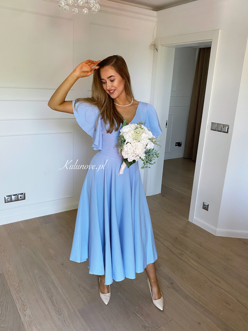Isabella - blue midi dress on wide circle - Kulunove image 2