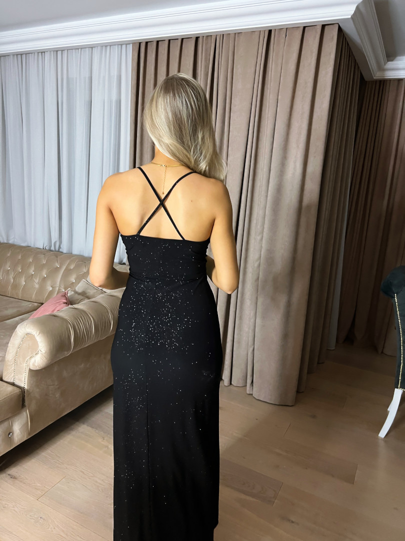 Ariana - black maxi dress with brocade - Kulunove image 4