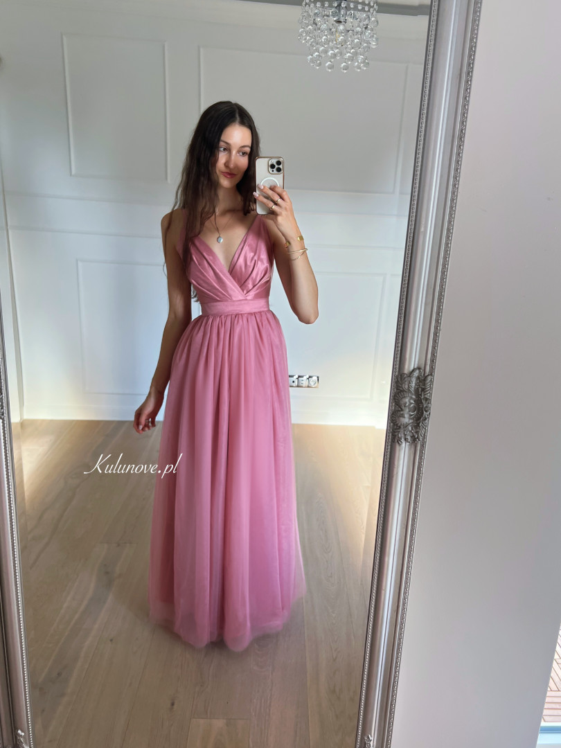 Ana - pink maxi dress in softly shimmering tulle - Kulunove image 4