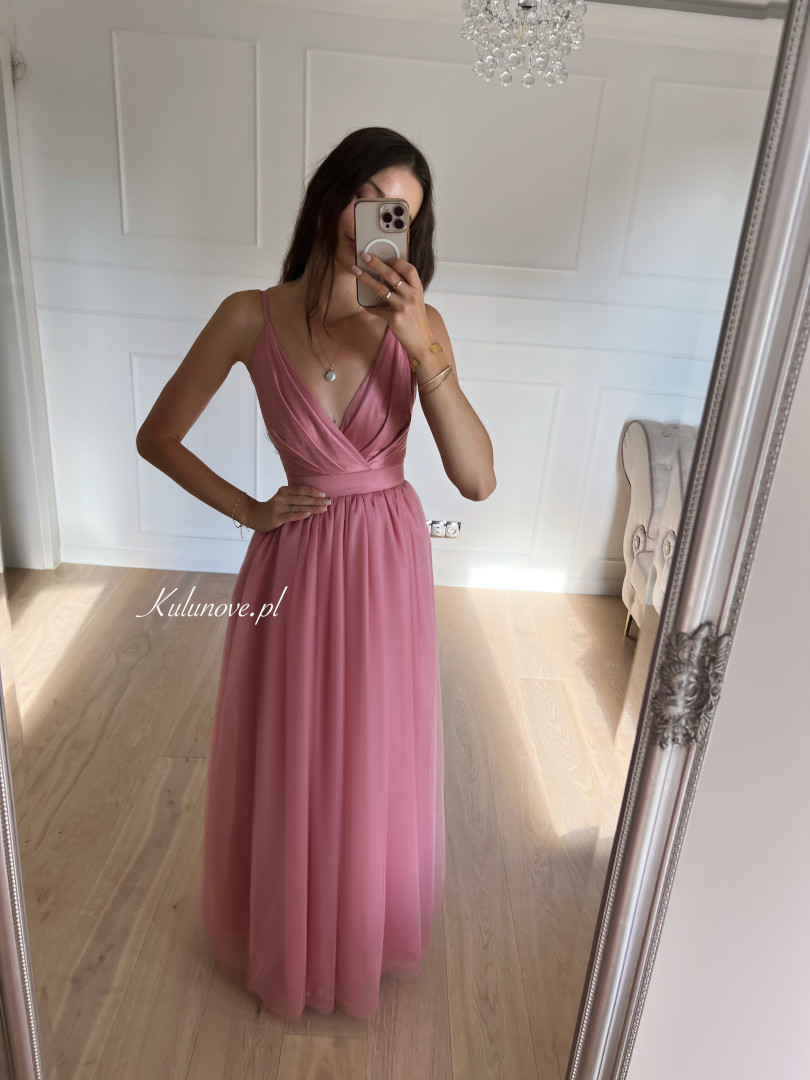 Ana - pink maxi dress in softly shimmering tulle - Kulunove image 2