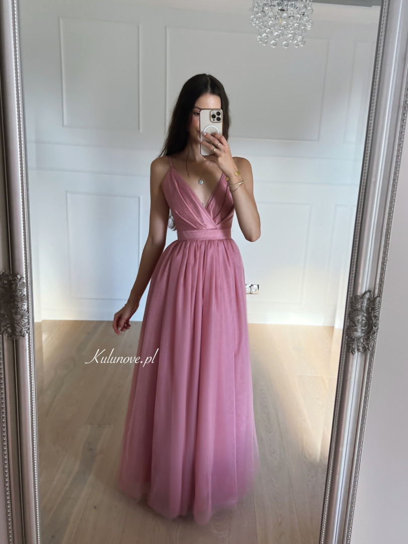 Ana - pink maxi dress in softly shimmering tulle - Kulunove image 1