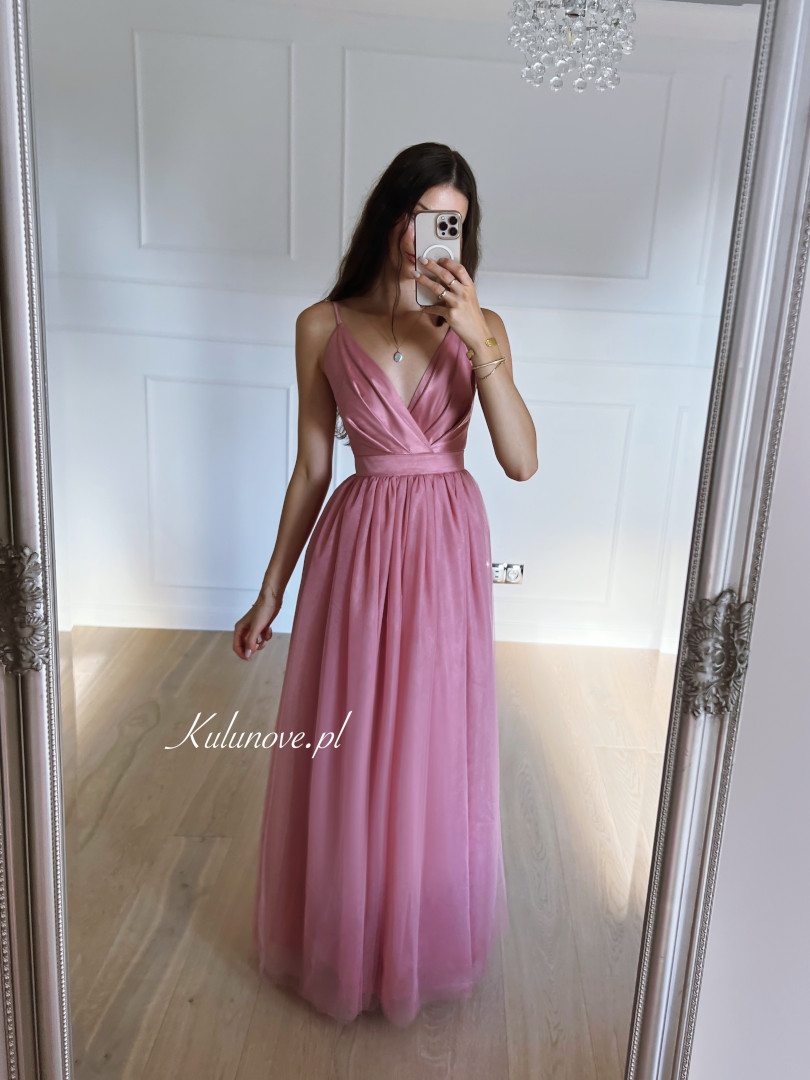 Ana - pink maxi dress in softly shimmering tulle - Kulunove image 3