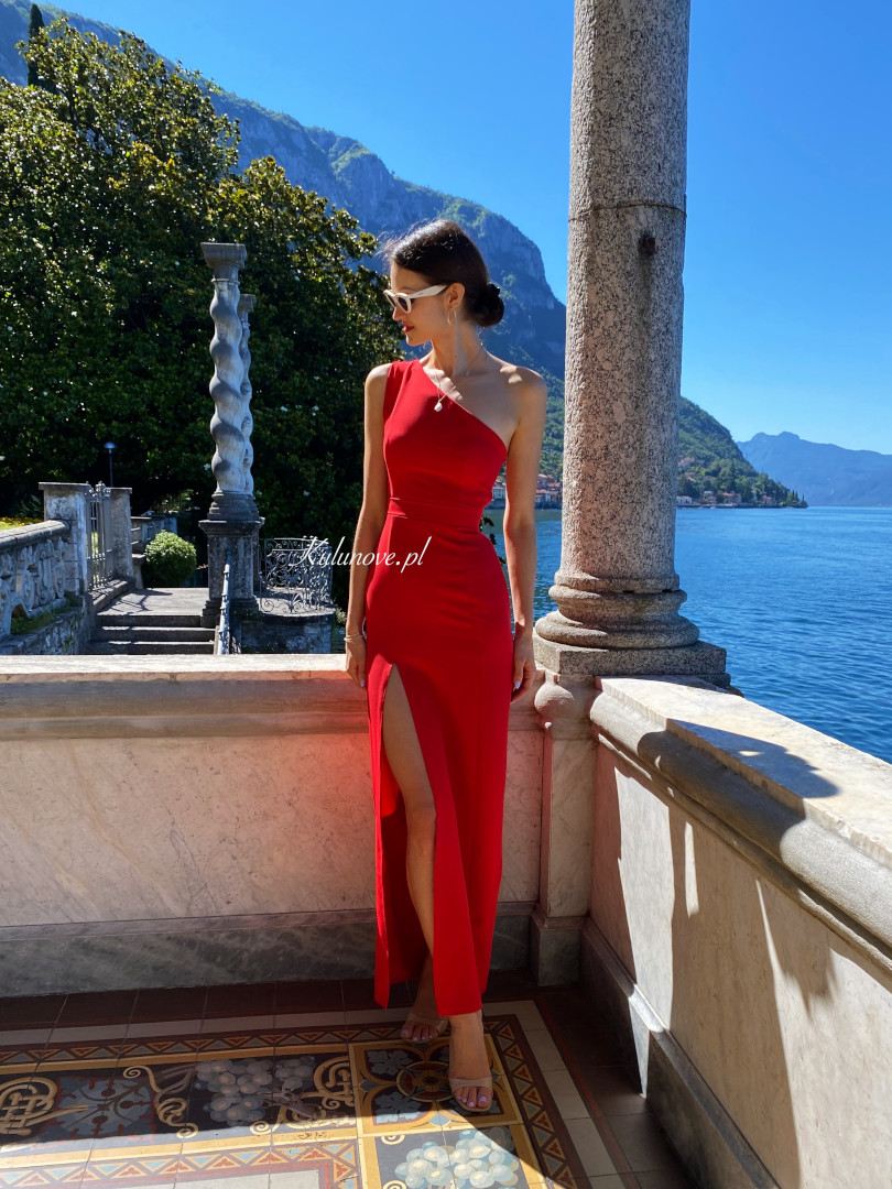 Varenna - red simple one shoulder dress - Kulunove image 2
