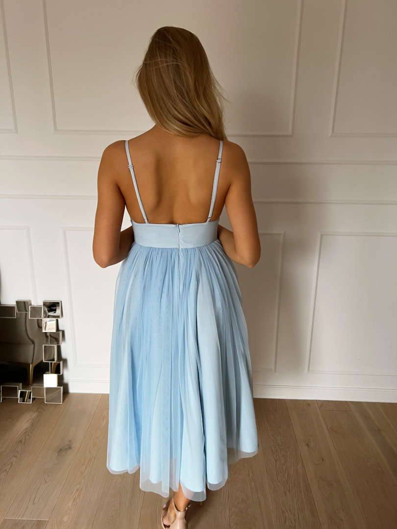 Cindrella blue - medium length strapless dress with tulle skirt - Kulunove image 3
