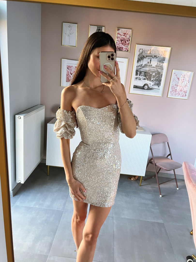 Lexy - short silver sequin dress with corset and buffets - Kulunove image 3