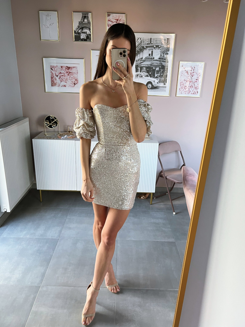 Lexy - short silver sequin dress with corset and buffets - Kulunove image 4