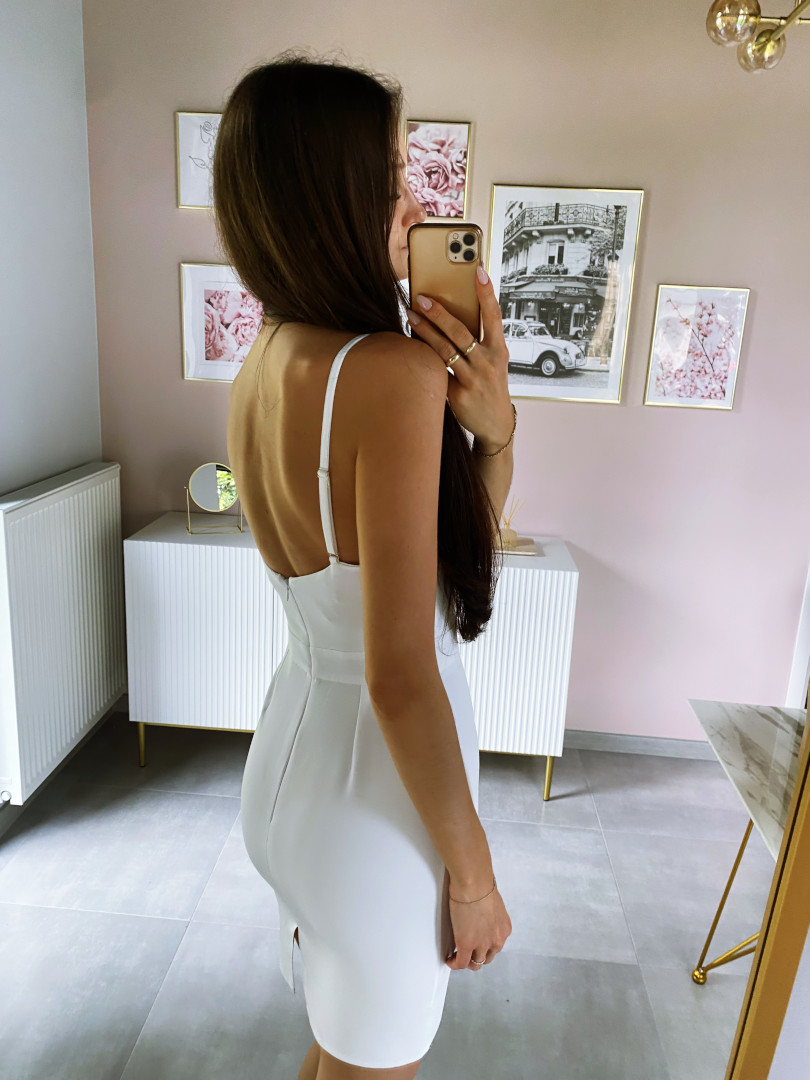 Andrea - elegant short fitted white strapless dress - Kulunove image 4