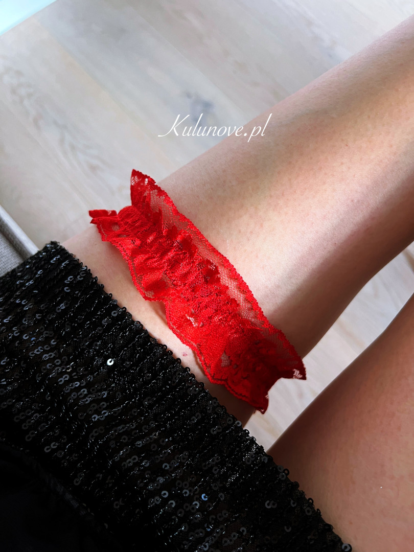 Lace red garter for prom #7 - Kulunove image 3