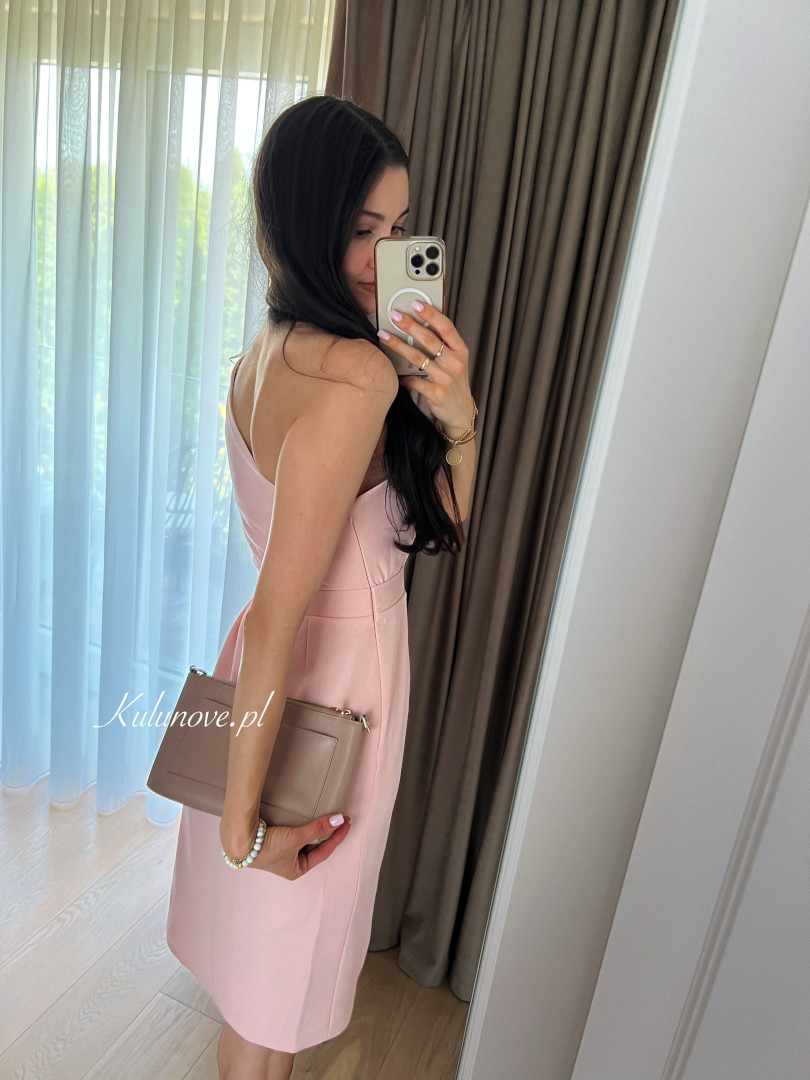 Varenna - powder pink midi length one shoulder dress - Kulunove image 4