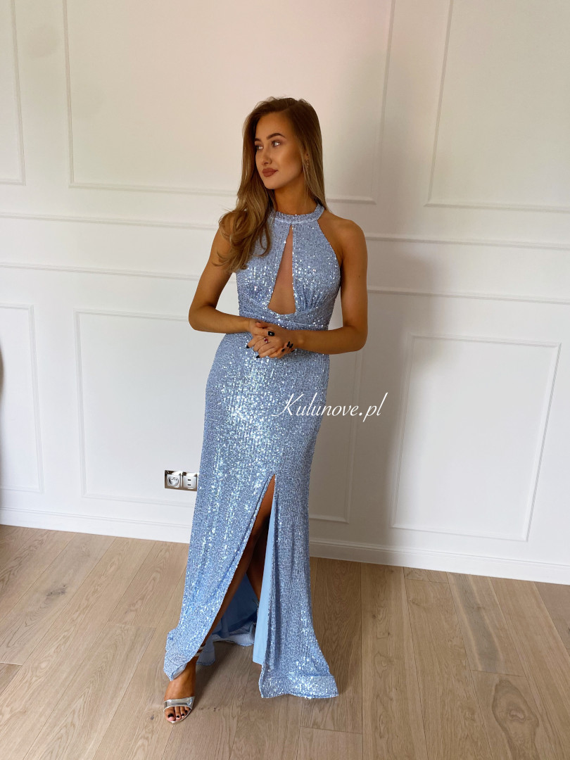 Diamond shine - shimmering long sequin dress in blue - Kulunove image 1