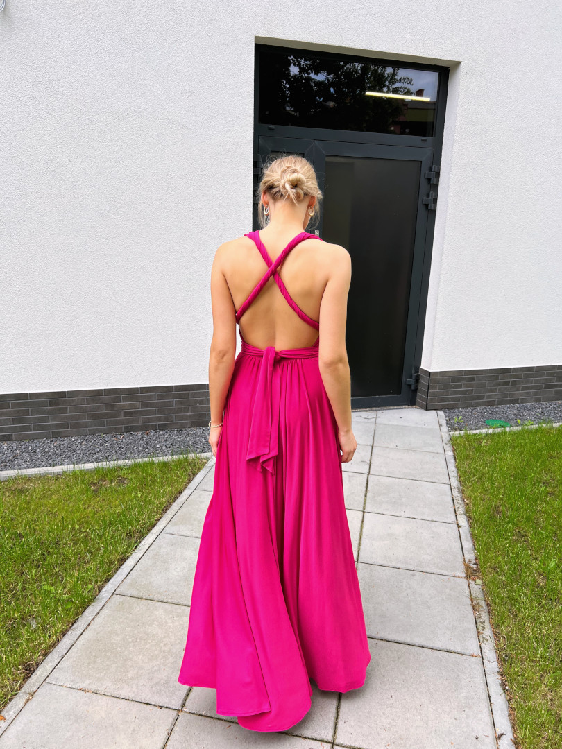 Nemesis - long dress in fuchsia color tied in many ways - Kulunove image 4