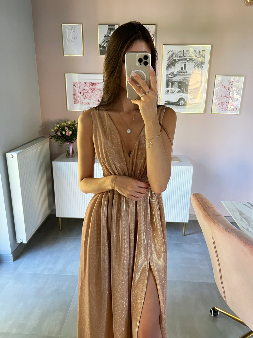 Claudine - shimmering gold maxi dress with glitter - Kulunove image 2