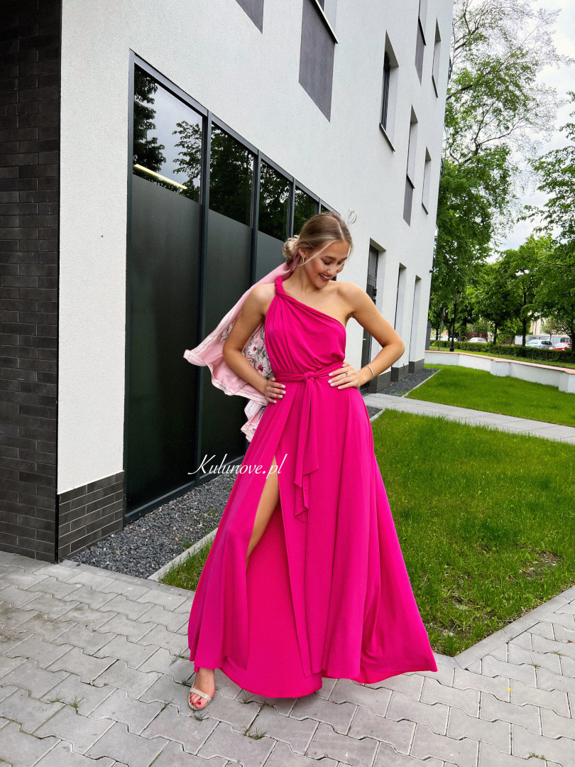 Nemesis - long dress in fuchsia color tied in many ways - Kulunove image 1