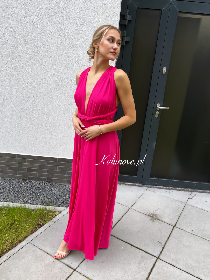 Nemesis - long dress in fuchsia color tied in many ways - Kulunove image 3