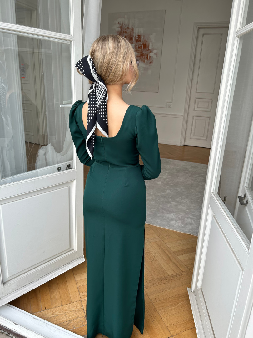 Laura - long green dress with long sleeves - Kulunove image 3