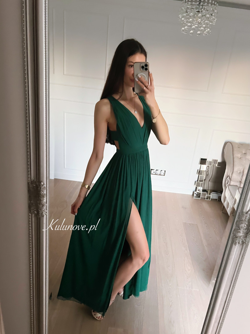 Paris green - long simple dress perfect for a wedding - Kulunove image 4
