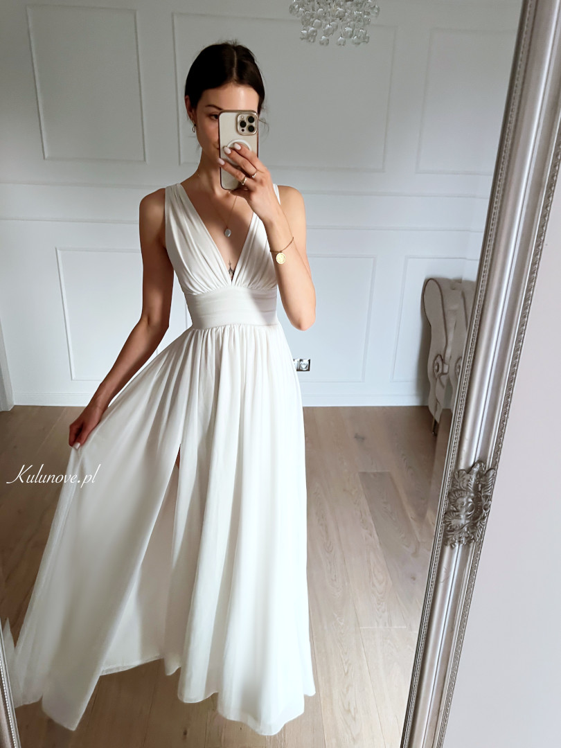 Nella - white strapless maxi length dress - Kulunove image 1