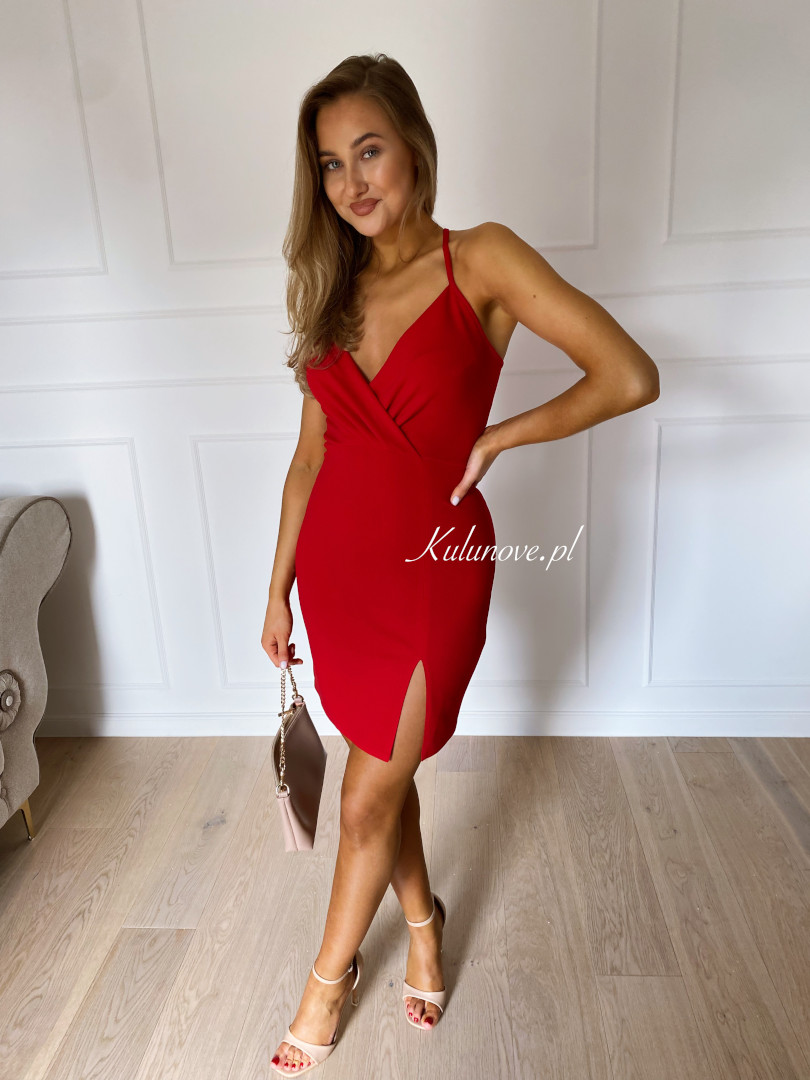 Ariana - short red dress with thin straps - Kulunove image 1