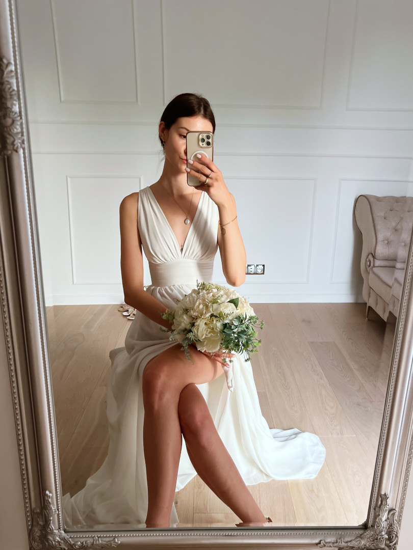 Nella - white strapless maxi length dress - Kulunove image 2