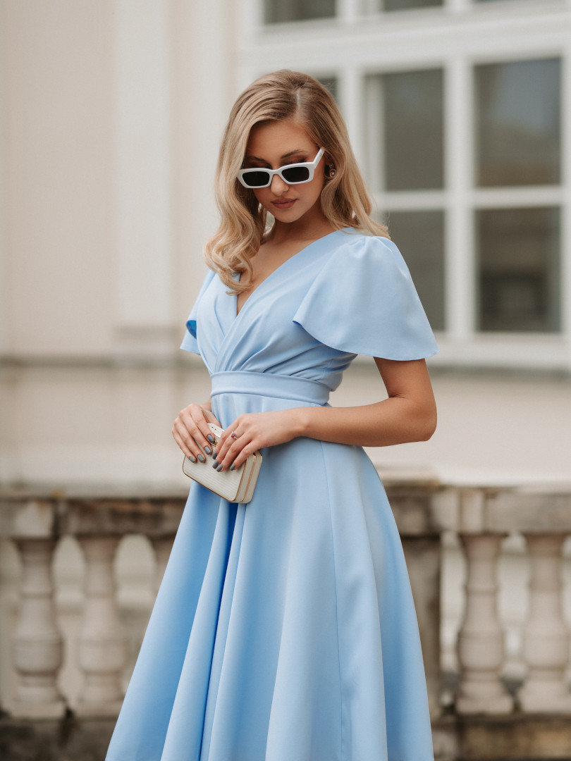 Jennifer - blue midi dress with short sleeves - Kulunove image 2