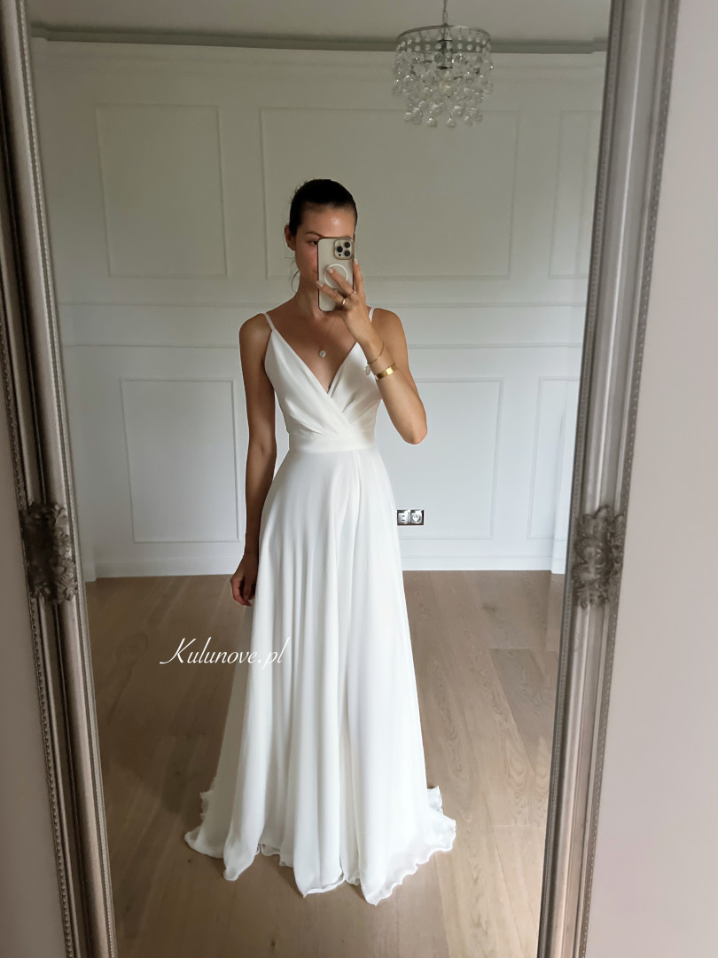 Alruna - chiffon ethereal strapless wedding dress with train - Kulunove image 1