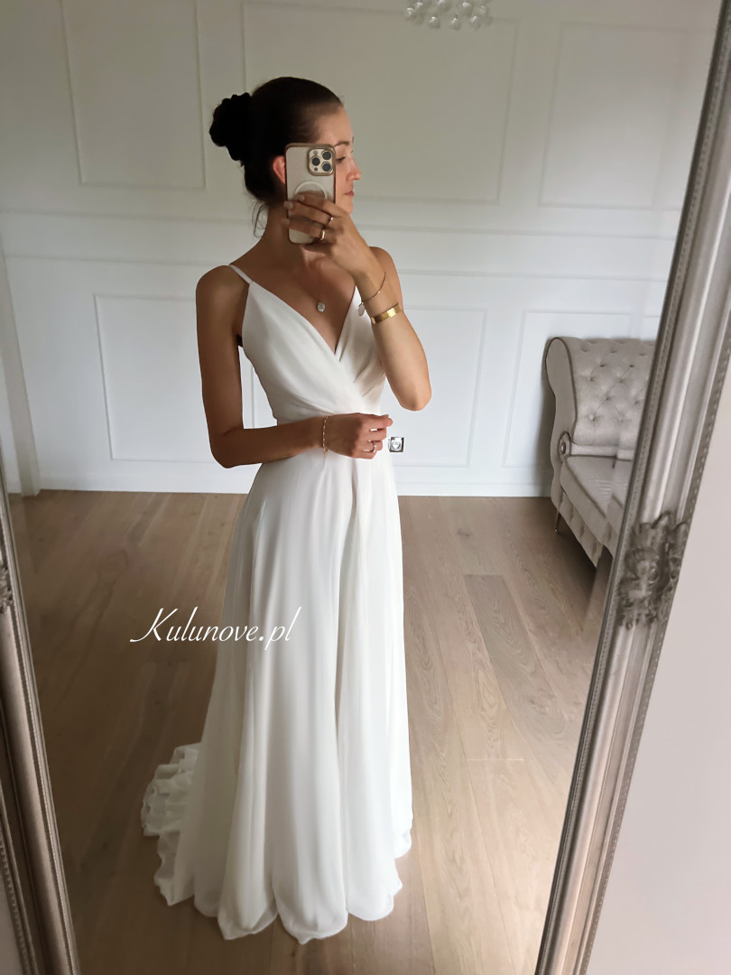 Alruna - chiffon ethereal strapless wedding dress with train - Kulunove image 2