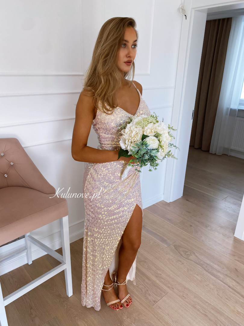 Miranda rose gold - layered maxi dress with pleats - Kulunove image 3