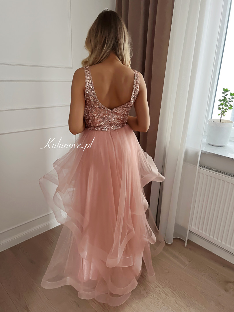 Luisa- light pink maxi dress with ruffles - Kulunove image 2