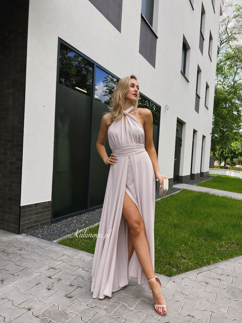 Nemesis - long tied multiway dress in milky beige - Kulunove image 1