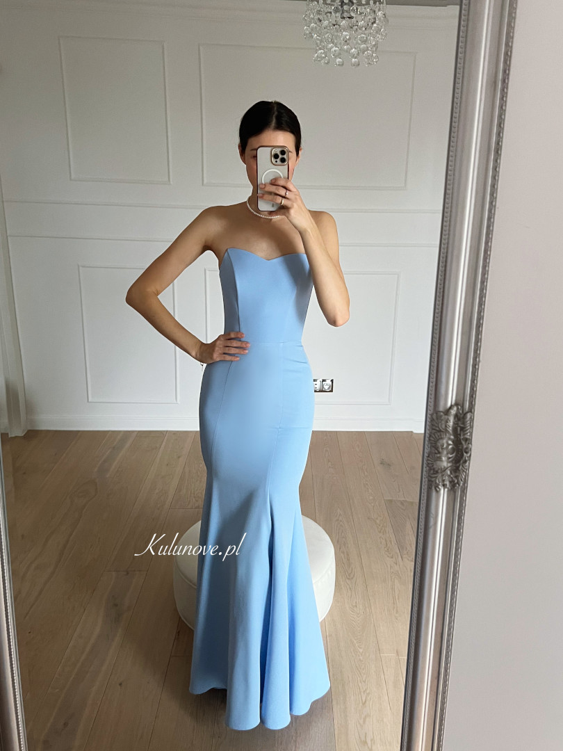 Monalisa blue - fitted mermaid-shaped maxi dress with open shoulders - Kulunove image 2