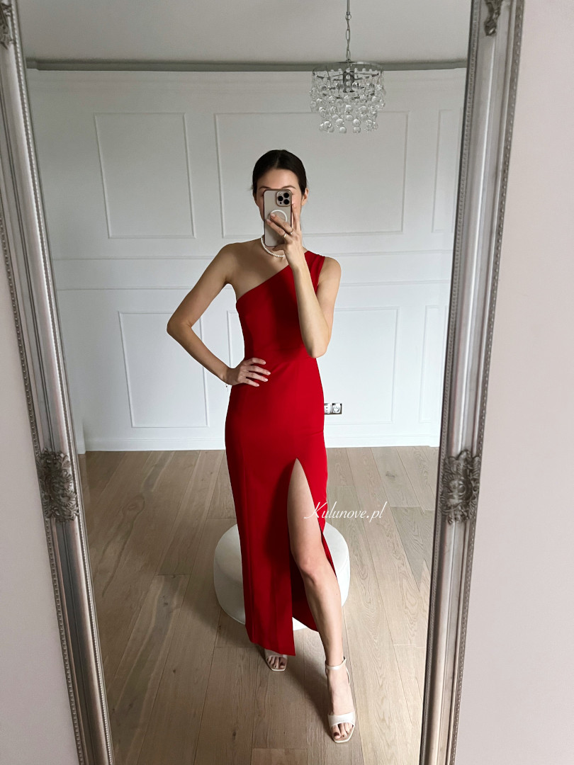 Varenna - red simple one shoulder dress - Kulunove image 1