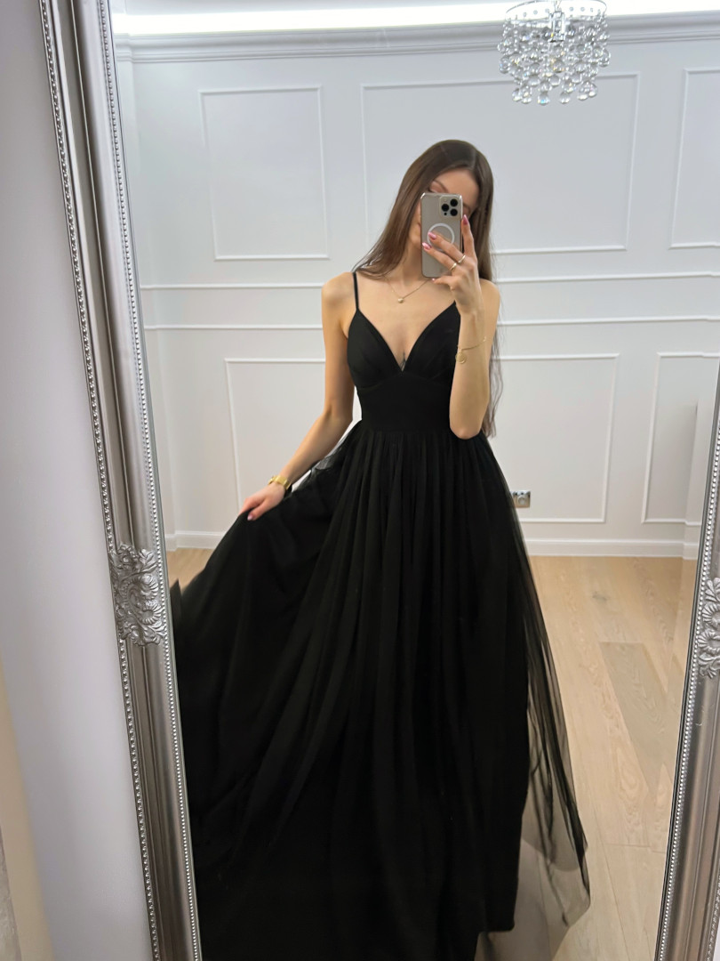 Cindrella maxi - black tulle flared princess cut dress - Kulunove image 1