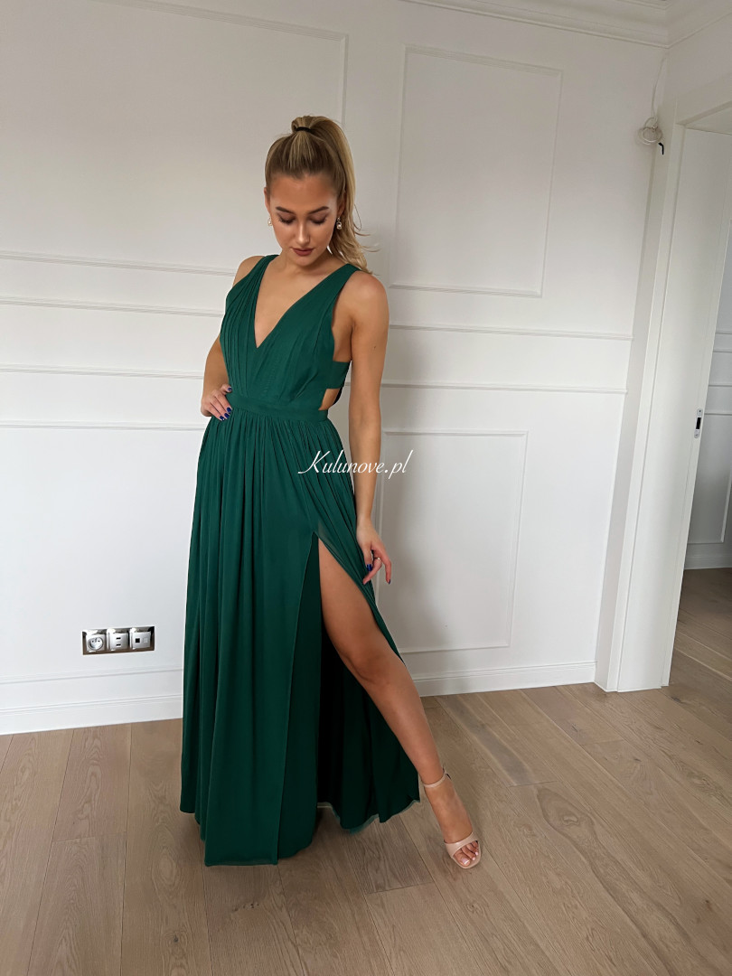 Paris green - long simple dress perfect for a wedding - Kulunove image 3