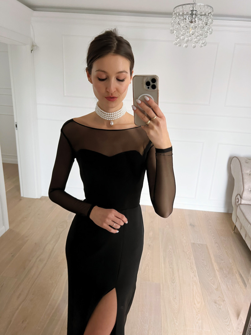 Elina - black long sleeve mesh dress - Kulunove image 3