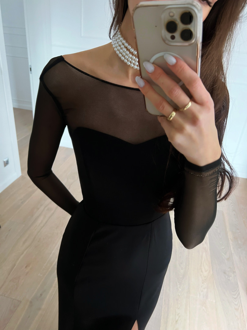 Elina - black long sleeve mesh dress - Kulunove image 2