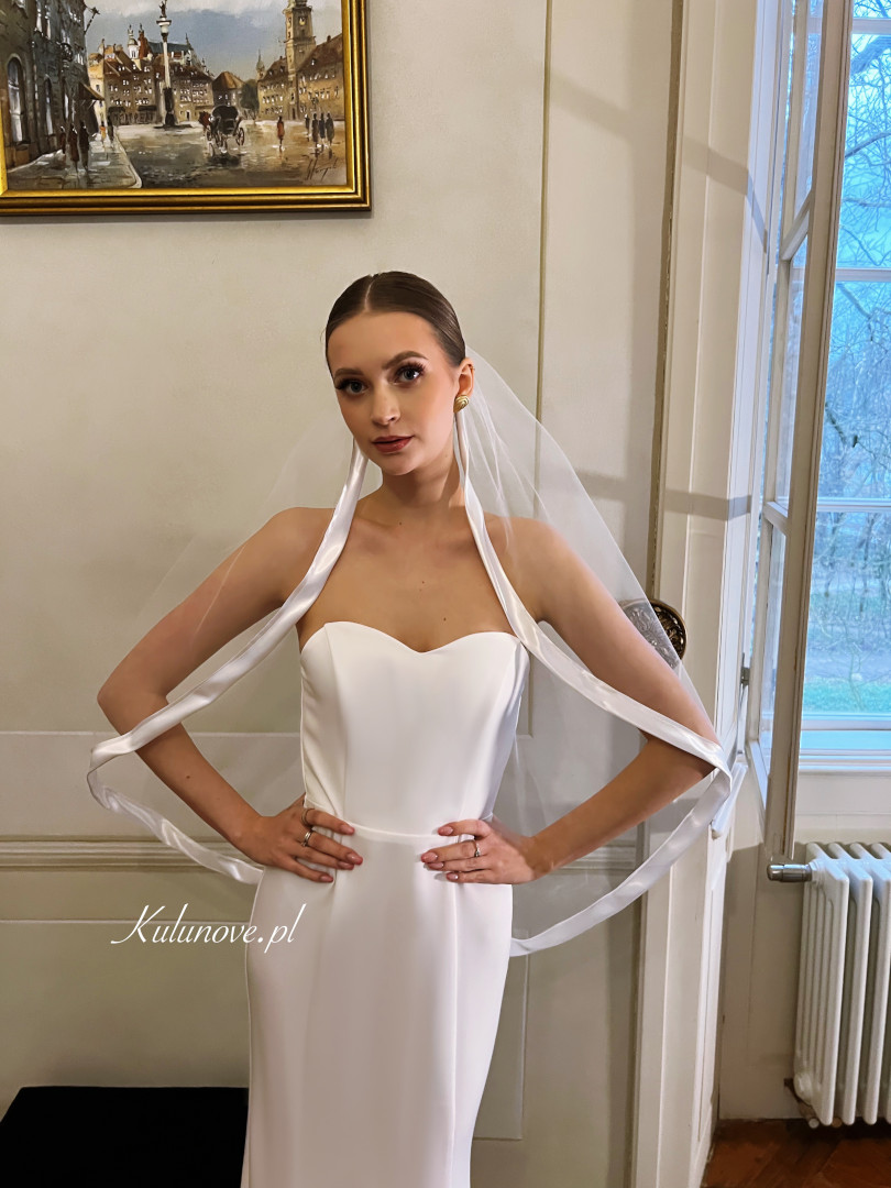 Short wedding veil with decorative satin ribbon - Kulunove image 1