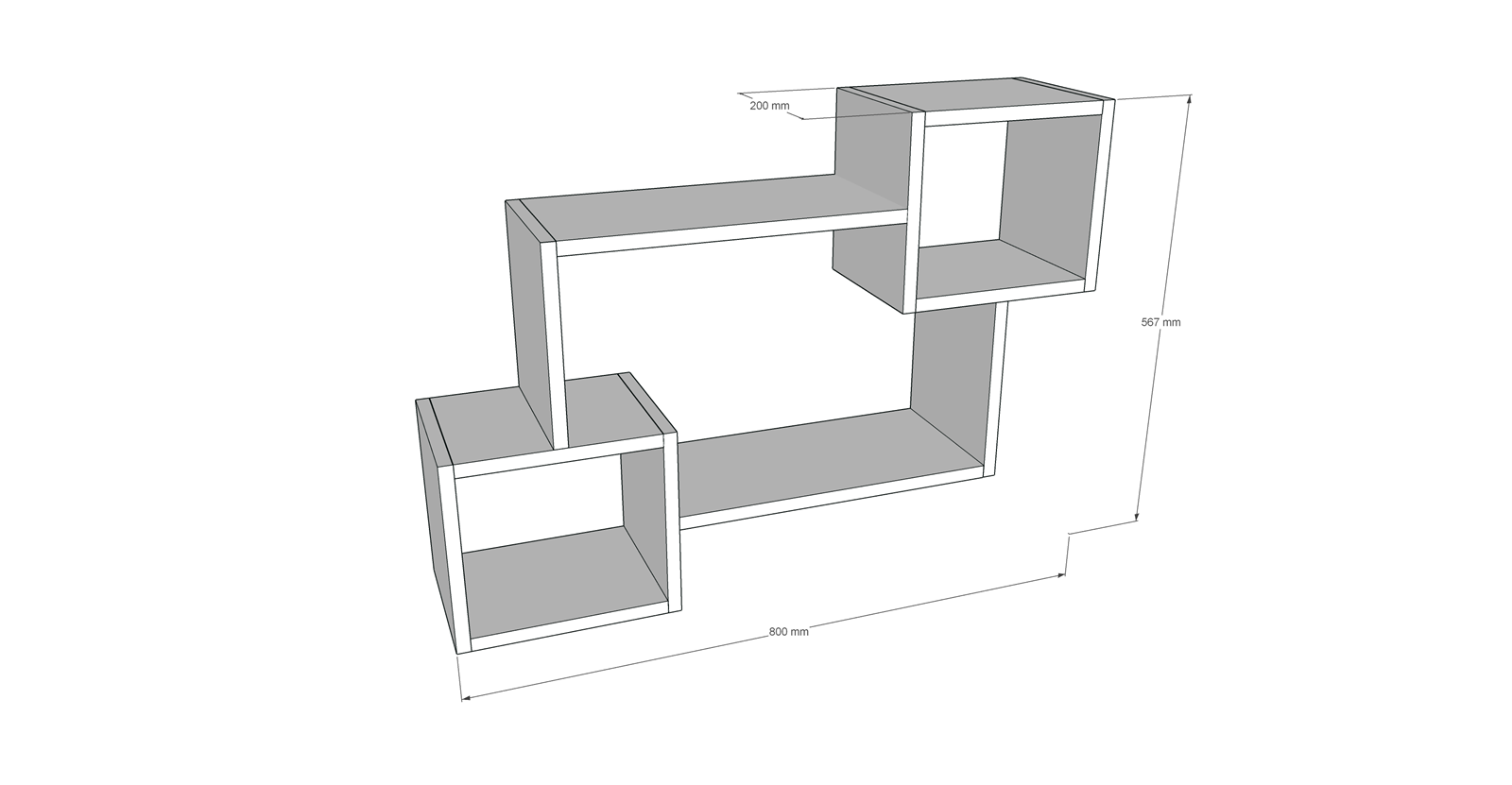 Półka wisząca 3Z biała 80x57x20 cm - pozioma lub pionowa - Meldo zdjęcie 2