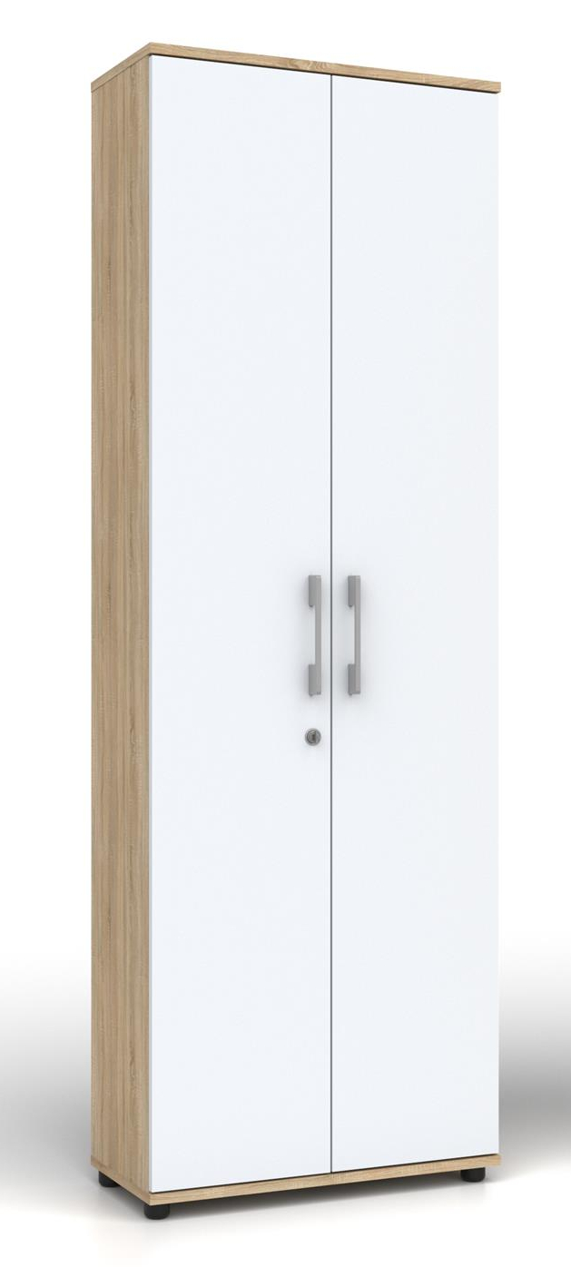 Szafa biurowa G 60 2d Dąb Sonoma / biale drzwi  z zamkiem - Meldo zdjęcie 1