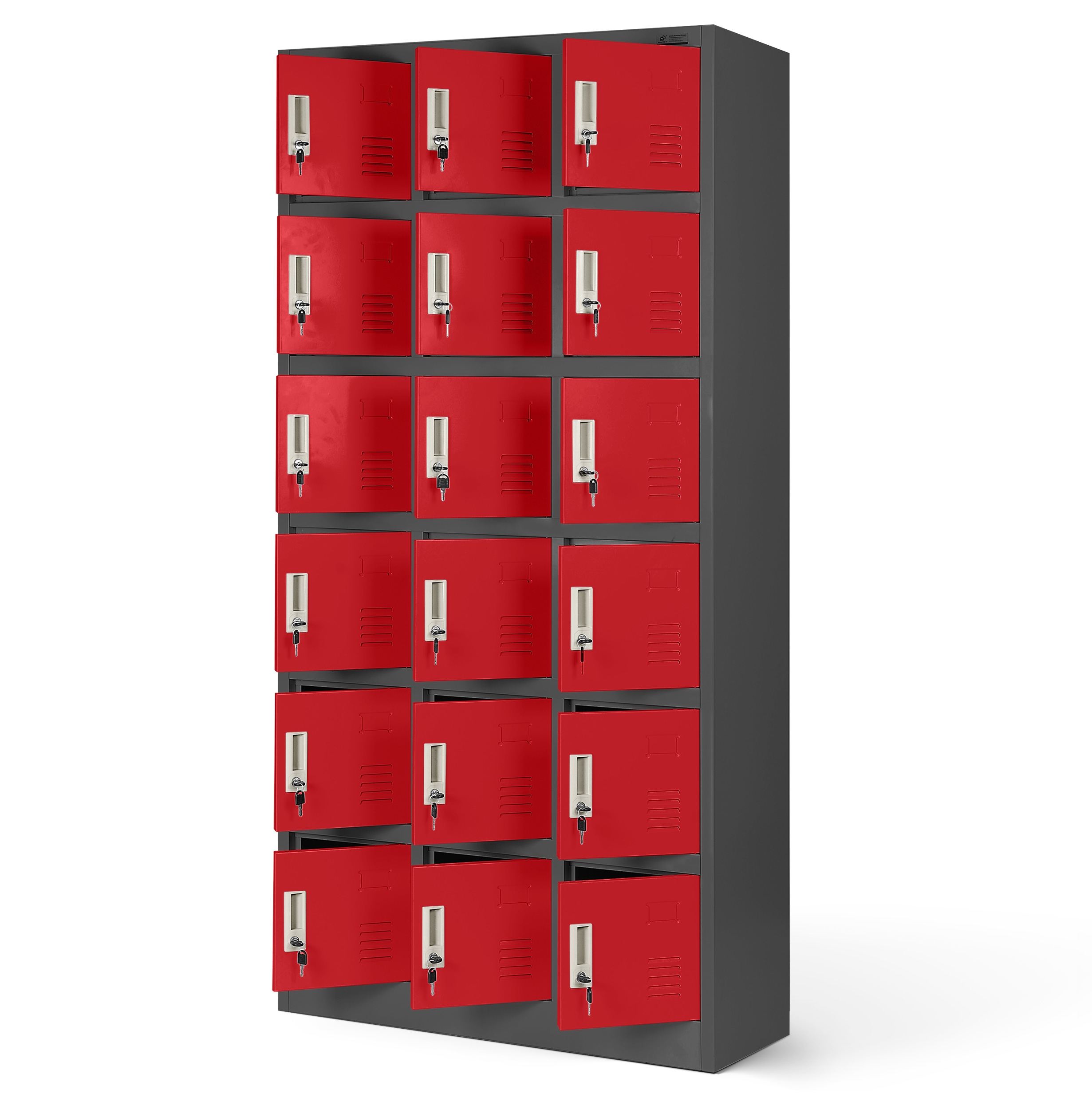 JAN NOWAK model KAROL 900 x 1850 x 400 skrytkowa szafa socjalna: antracytowo-czerwona - Jan Nowak zdjęcie 3