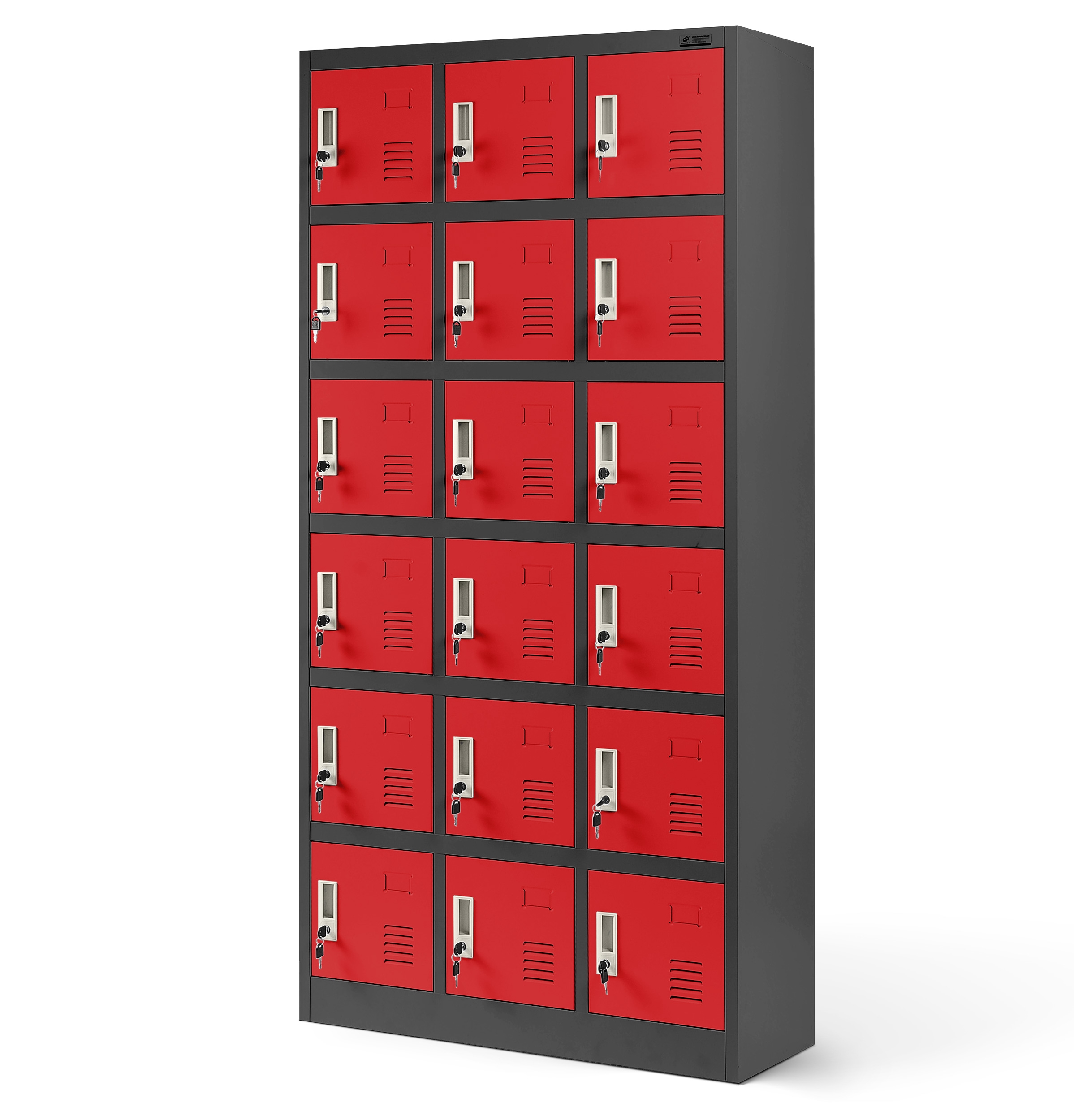 JAN NOWAK model KAROL 900 x 1850 x 400 skrytkowa szafa socjalna: antracytowo-czerwona - Jan Nowak zdjęcie 1