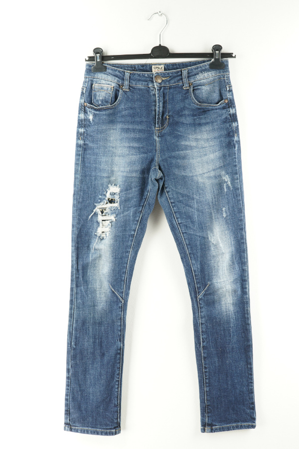 Spodnie granatowe jeansowe z dziurami ćwiekami - ONLY zdjęcie 1