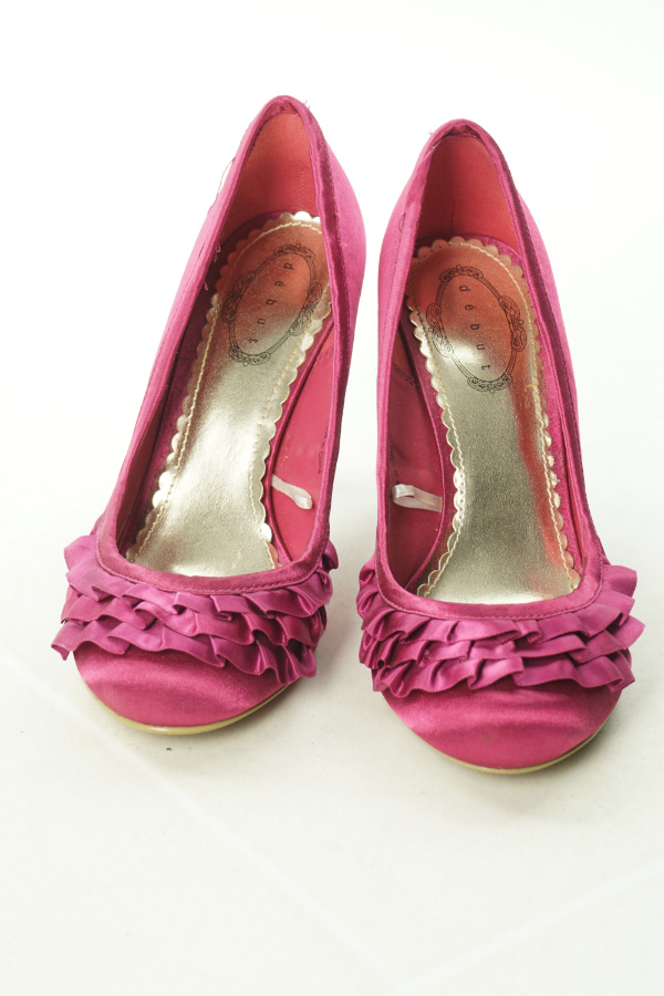 Pantofle różowe z falbana - DEBUT zdjęcie 3