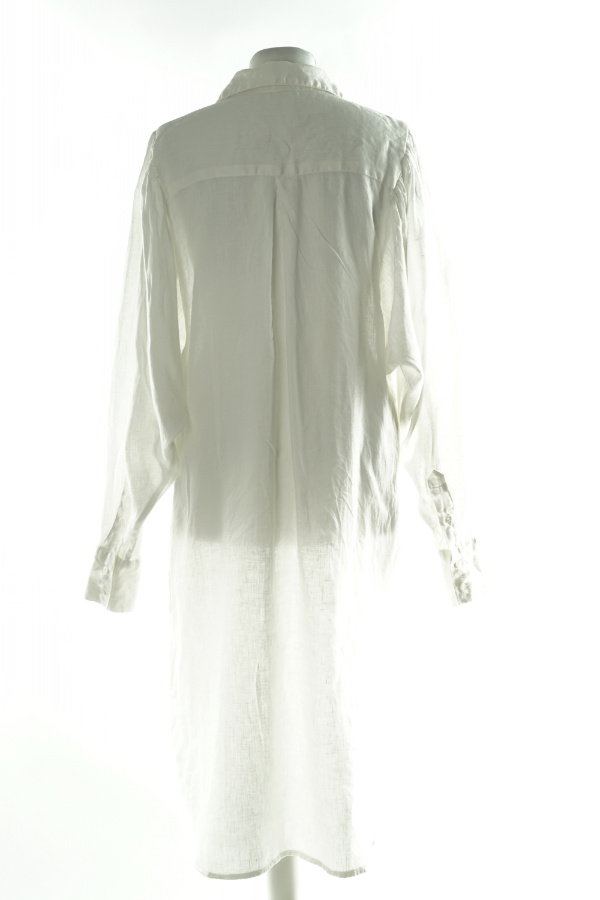 Sukienka biała koszulowa lniana - H&M zdjęcie 2