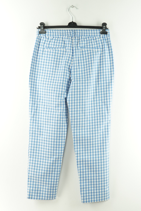 Spodnie materiałowe biało-niebieskie w kratkę - BONPRIX zdjęcie 2