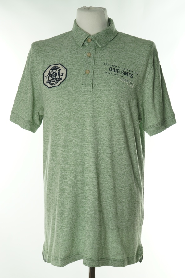 Koszulka polo zielona z granatowymi napisami - ESPRIT zdjęcie 1