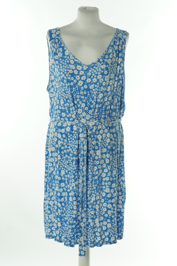 Sukienka niebieska w białe kwiatki z paskiem - GEORGE zdjęcie 1