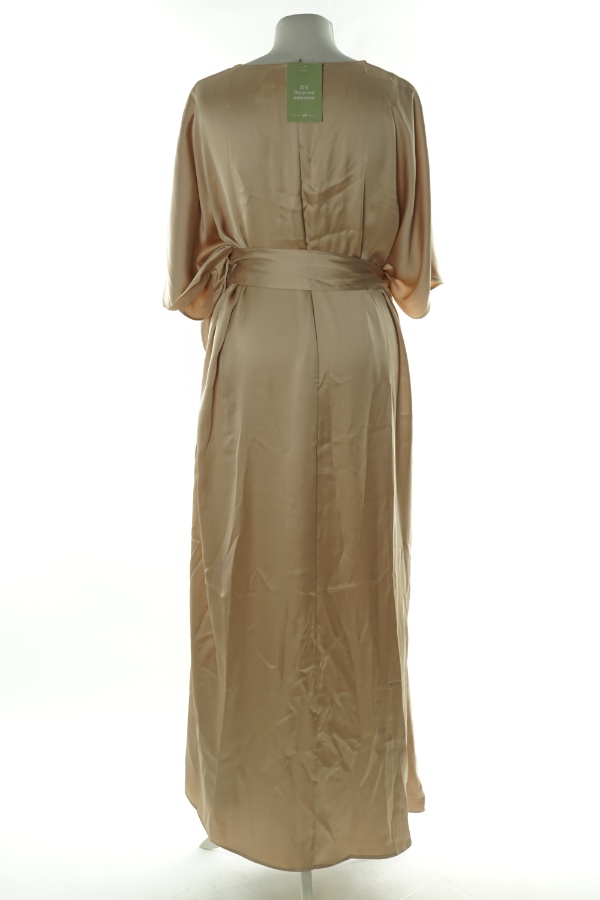 Sukienka beżowa satynowa z paskiem - H&M zdjęcie 2